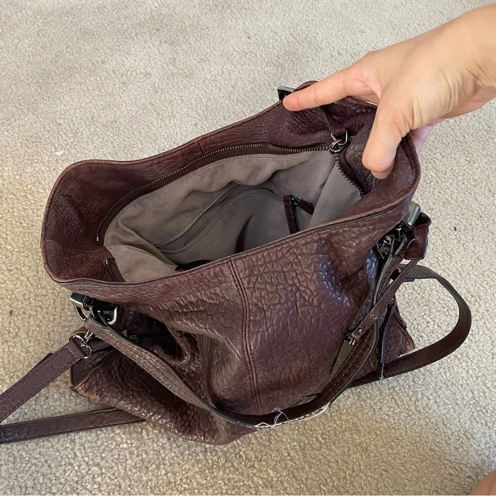 Vince Camuto pebbled lamb leather purse Eliza style Black Cherry color